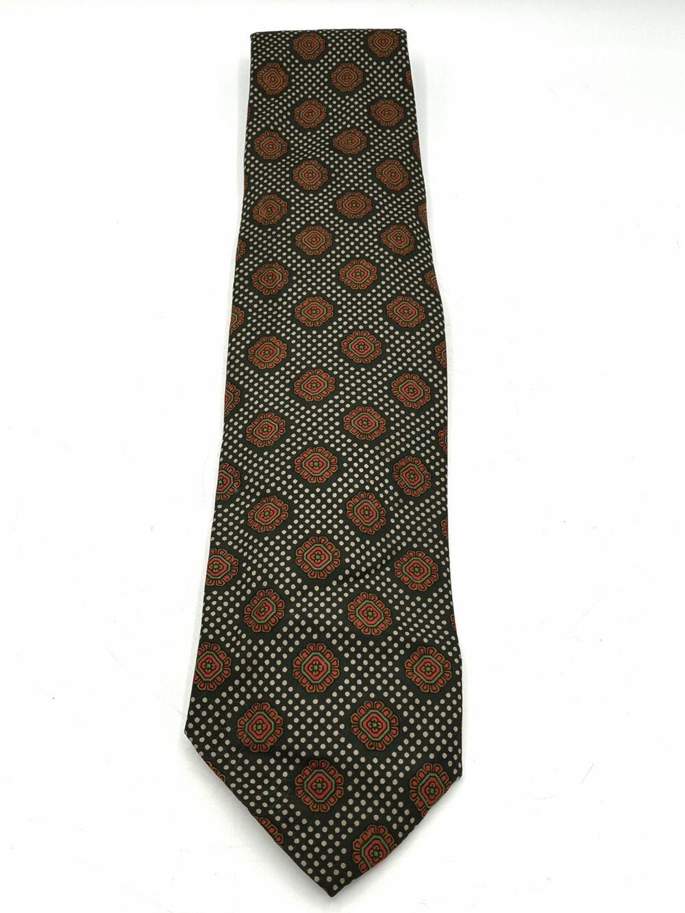 Higbee’s Store For Men Vintage Silk Tie Green Medallion Foulard Print